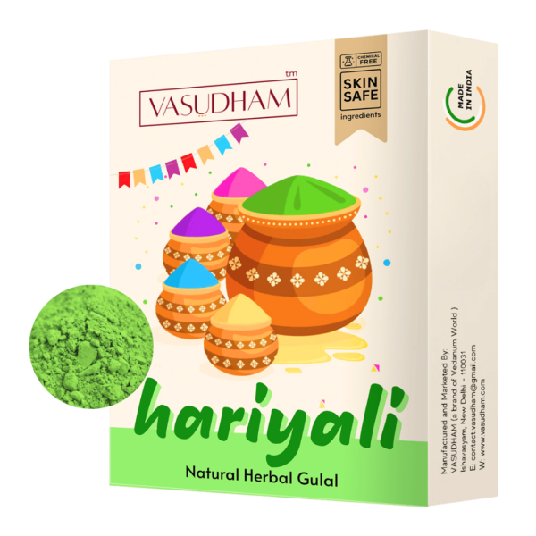 Green Holi Color 100% Organic Herbal Gulal | Holi Ke Rang Made from Flowers and Herbs - 100 Gm